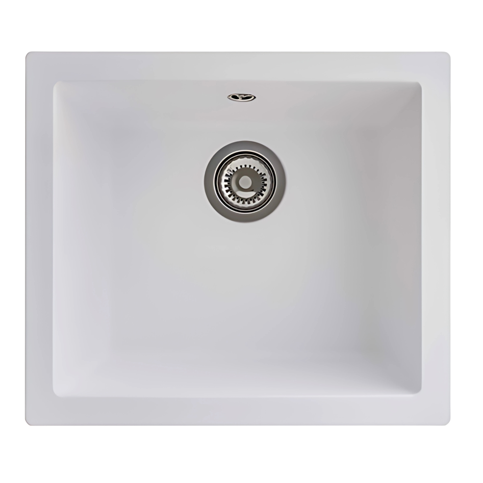 Rocklite Weston 1.0 Bowl White Composite Inset Undermount Kitchen Sink