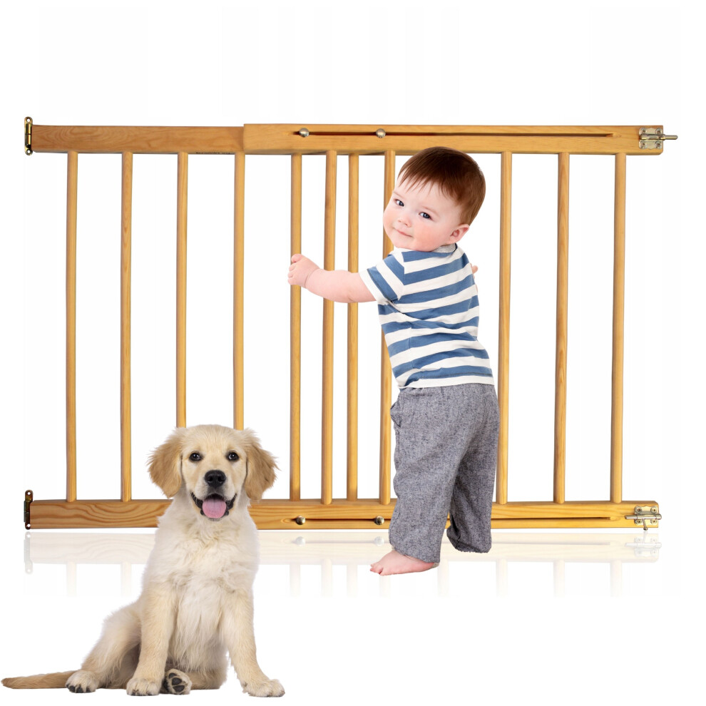 Versatile Wooden Baby Gate - Extendable Stair Gates (72-122cm) - Ideal for Babies and Dogs - Multi-Purpose Safety Gate