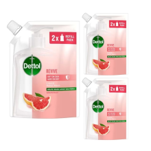 3 x 500ml Dettol No Touch Soft On Skin Grapefruit liquid Soap Refill Hand Wash