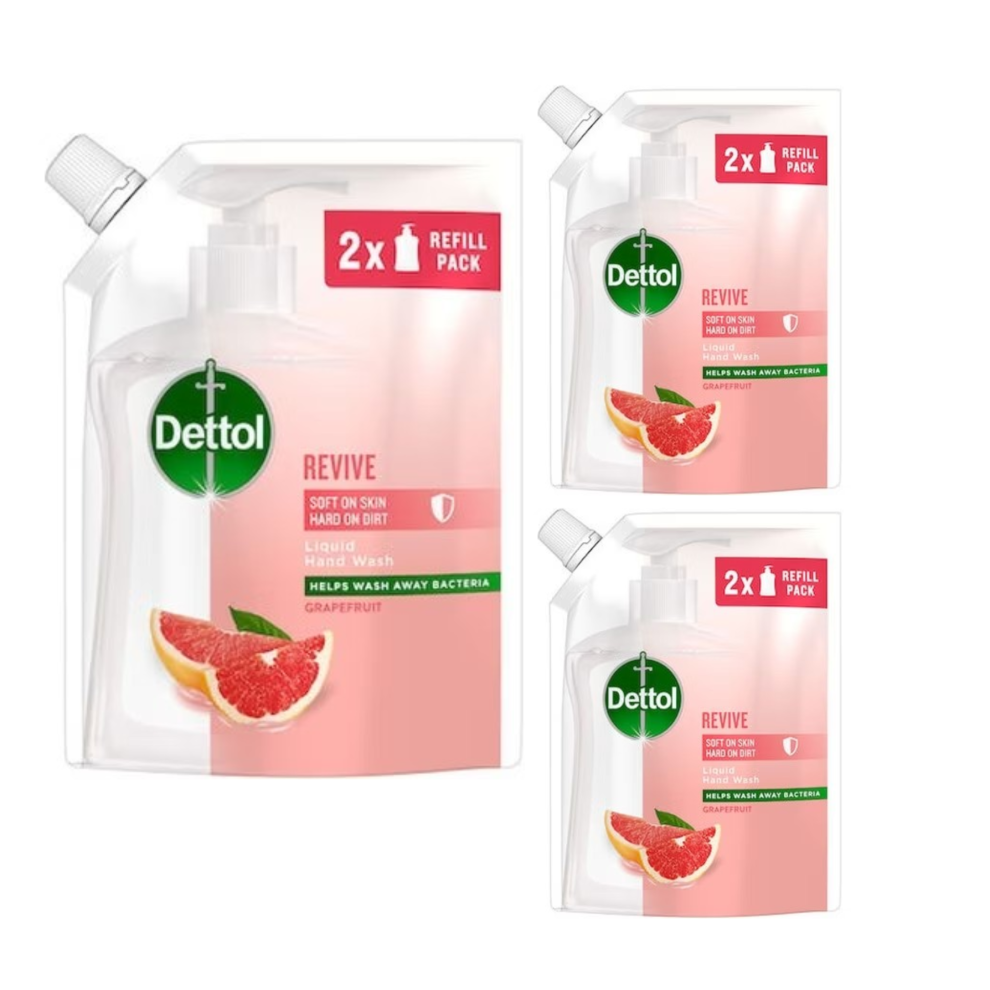 3 x 500ml Dettol No Touch Soft On Skin Grapefruit liquid Soap Refill Hand Wash