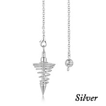 (1*silver) 1pcs Metal Pendulum Pendulo Radiestesia Pendulums For Dowsing Spiral Cone Antique Gold Silver Color Pyramid Pendule Reiki Amulet