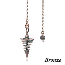 (1*antique copper) 1pcs Metal Pendulum Pendulo Radiestesia Pendulums For Dowsing Spiral Cone Antique Gold Silver Color Pyramid Pendule Reiki Amulet