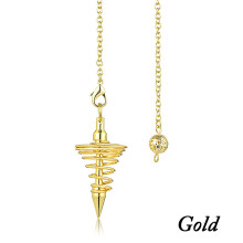 (1*gold) 1pcs Metal Pendulum Pendulo Radiestesia Pendulums For Dowsing Spiral Cone Antique Gold Silver Color Pyramid Pendule Reiki Amulet