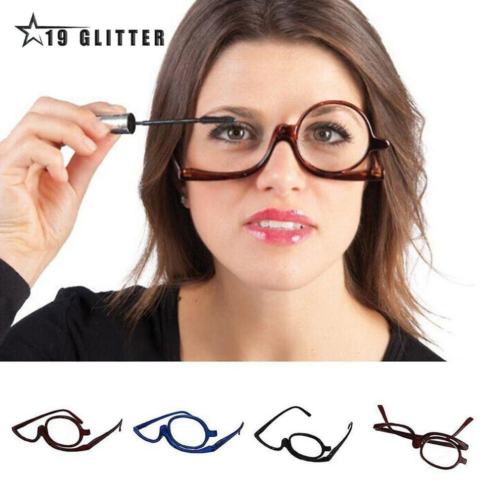 (+150, Black) Magnifying Glasses Rotating Makeup Reading Glasses Folding Eyeglasses Cosmetic General +1.0 +1.5 +2.0+2.5+3.0+3.5+4.0-image-OPC-PFTPT6X-NEW