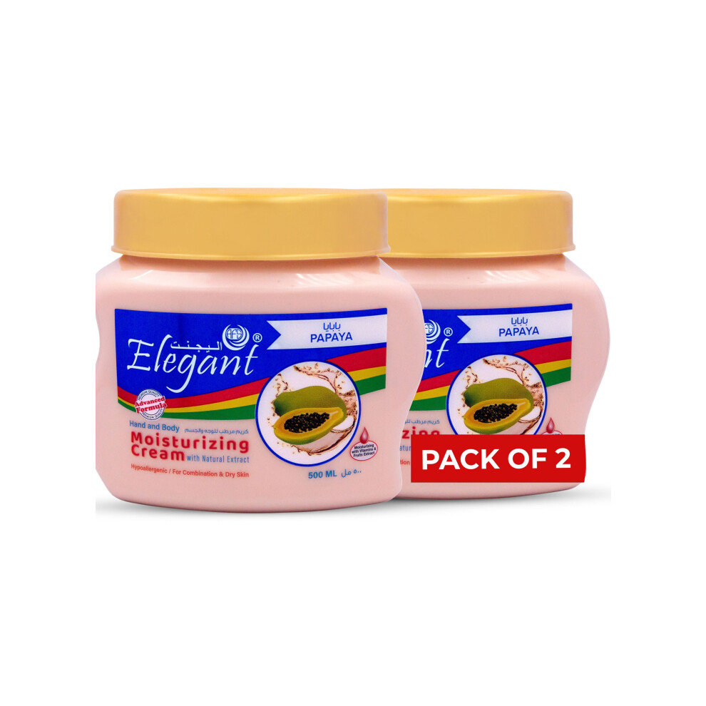 Cream Elegant Papaya Hand & Body Moisturizing Nourishing, Hydrating, And Softening Skin 500Ml ( Pack Of 2)