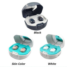 (White) Rechargeable Hearing Aids for Adults, Voice Enhancer Device with Charging Box, Invisible In-Ear Mini Sound Enhancer Set