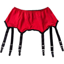 (M, Red) Womens Suspender Garter Belt High-Waisted Suspender 6-Strap Belts for Stockings Size 6 8 10 12 14 16 18 20 22 24 26 28