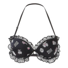 (34-75ABC, Bra B) Y2k Hello Kitty 2pcs Underwear Set Sanrioed Women Anime Kawaii Cotton Small Breasts Bra Underpants Cartoon Student Sweet Girl