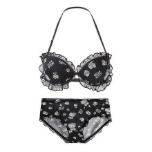 (34-75ABC, Bra underpants B) Y2k Hello Kitty 2pcs Underwear Set Sanrioed Women Anime Kawaii Cotton Small Breasts Bra Underpants Cartoon Student Sweet Girl