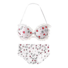 (36-80ABC, Bra underpants A) Y2k Hello Kitty 2pcs Underwear Set Sanrioed Women Anime Kawaii Cotton Small Breasts Bra Underpants Cartoon Student Sweet Girl