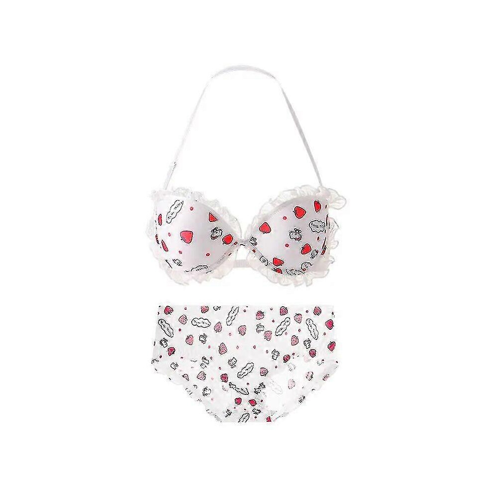 (38-85ABC, Bra underpants A) Y2k Hello Kitty 2pcs Underwear Set Sanrioed Women Anime Kawaii Cotton Small Breasts Bra Underpants Cartoon Student Sweet-image-OPC-PFTPVB7-NEW