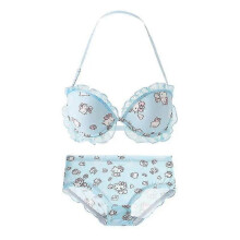 (38-85ABC, Bra underpants D) Y2k Hello Kitty 2pcs Underwear Set Sanrioed Women Anime Kawaii Cotton Small Breasts Bra Underpants Cartoon Student Sweet Girl