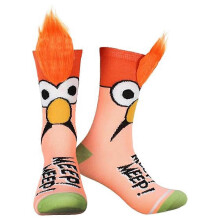 Adults The Muppets Beaker Meep Meep Fuzzy Hair Men Women Mid Calf Socks