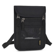 (Black) Travel Passport Wallet Rfid Passport Holder Neck Pouch With Adjustable Strap