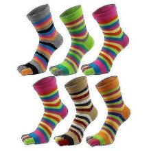 Women Toe Socks 5 Finger Cotton Wicking Athletic 6 Pack
