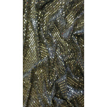 (Black With Golden Sequin, 1 Meter) 4mm Round Hologram Sequin On Mesh Dress Fabric