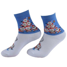 (Blue) Kids Christmas Theme Winter Snowman Santa Socks