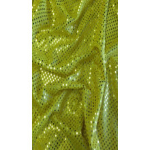 (Golden Yellow, Sample) 4mm Round Hologram Sequin On Mesh Dress Fabric