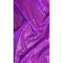 (Purple, Fat Quarter) 4mm Round Hologram Sequin On Mesh Dress Fabric
