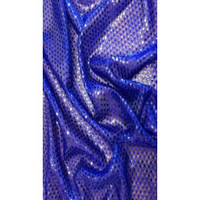 (Royal Blue, Sample) 4mm Round Hologram Sequin On Mesh Dress Fabric