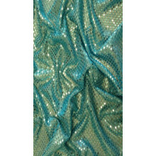 (Turquoise, 1 Meter) 4mm Round Hologram Sequin On Mesh Dress Fabric