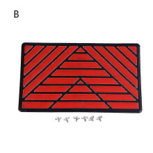 (Red) Car Floor Mat Foot Heel Scuff Plate Non-slip Carpet Patch Auto Alloy Silver Cover Anti-skid Pad Universal Interior Accessories