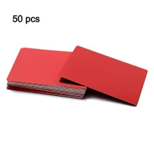 (86mm x 54mm x 0.2mm, Red) 50pcs Metal Business Cards Aluminum Alloy Blanks Card For Customer Laser Engraving Diy Gift Cards 10 Colors Optional