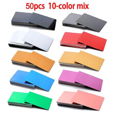 (86mm x 54mm x 0.45mm, Mixed colors) 50pcs Metal Business Cards Aluminum Alloy Blanks Card For Customer Laser Engraving Diy Gift Cards 10 Colors Optional