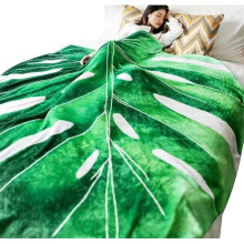(white, 150*220CM) Leaf Blanket Green Plant Throw Blankets