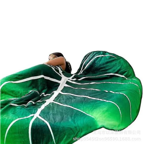 (black, 150*220CM) Leaf Blanket Green Plant Throw Blankets 1