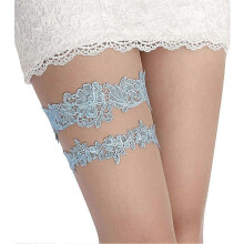 Wedding Garter Set Lace Garters Belt Bride Women White Blue Black Garter Size