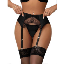 Womens Garter Belt for Thingh Highs Sexy Lace Suspender Gater with 4 Straps