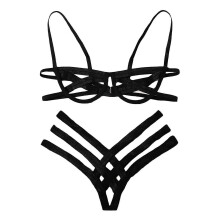 (L, Black) New In Sexy Lace Lingerie Underwear Sexy-porn Underwear Women Body Steel Ring Underpants Sexy Lingerie Set Female Lingerie