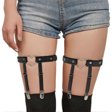 1 Pairs Heart Leg Garters,Thigh-High Garter Belt for Women's Stocking,Punk Rock