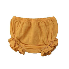 (Yellow, 70) Baby Ruffles Shorts, Cotton Nappy Diaper Covers Cute Panties