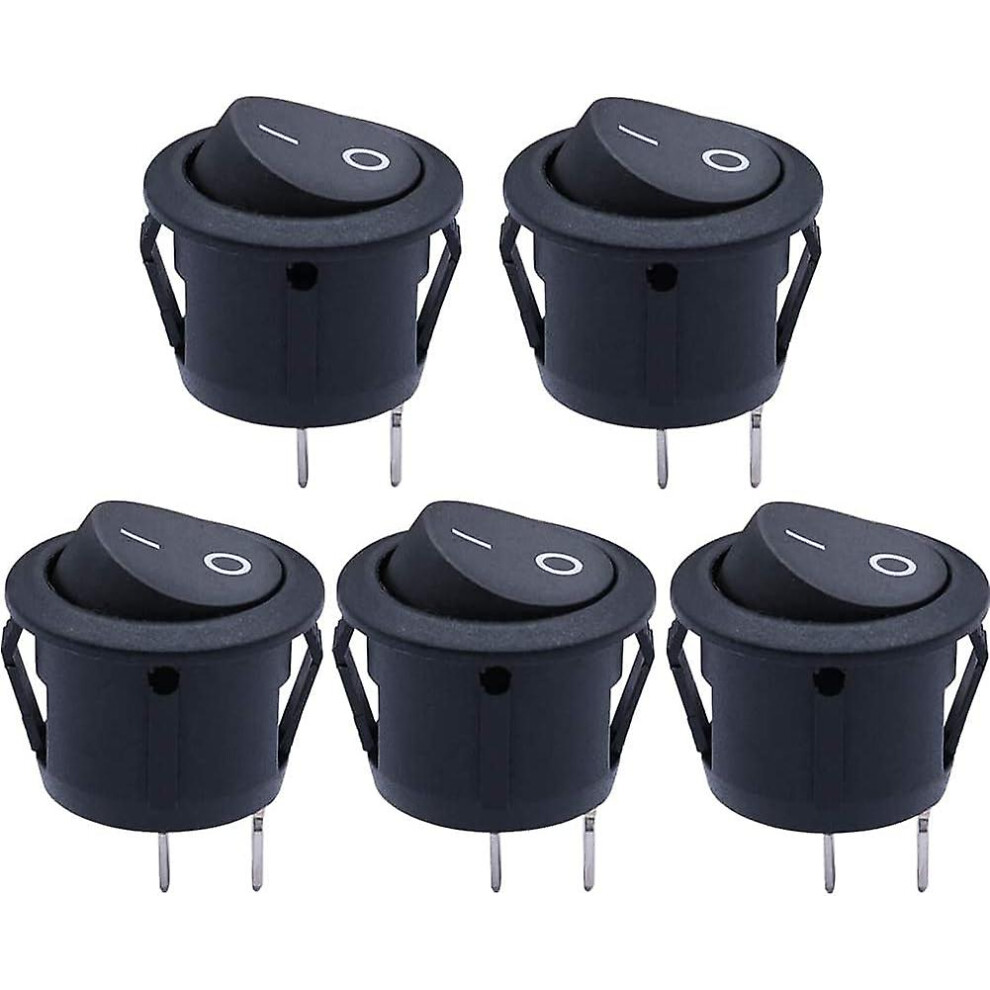 5Pcs Round Rocker Switch 2Pin On-Off Snap-In Boat Car Rocker Toggle Switch Power Spst Kcd1 Switches Ac 250V 6A 125V 10A Use 8795863147857