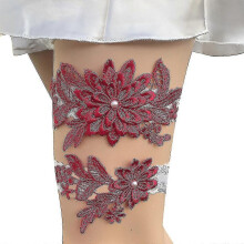2 Pcs Wedding Garters Set Lace Bridal Garter Stretchy Floral Garter for Bride(haoyi) A