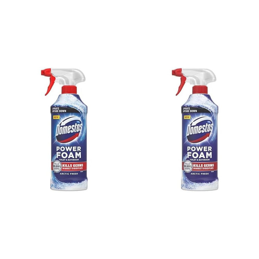 (Domestos Power Foam Arctic Fresh Toilet & Bathroom Cleaner Spray sprays upside down & eliminates 99.99% of germs for cle) Domestos Power Foam Arctic