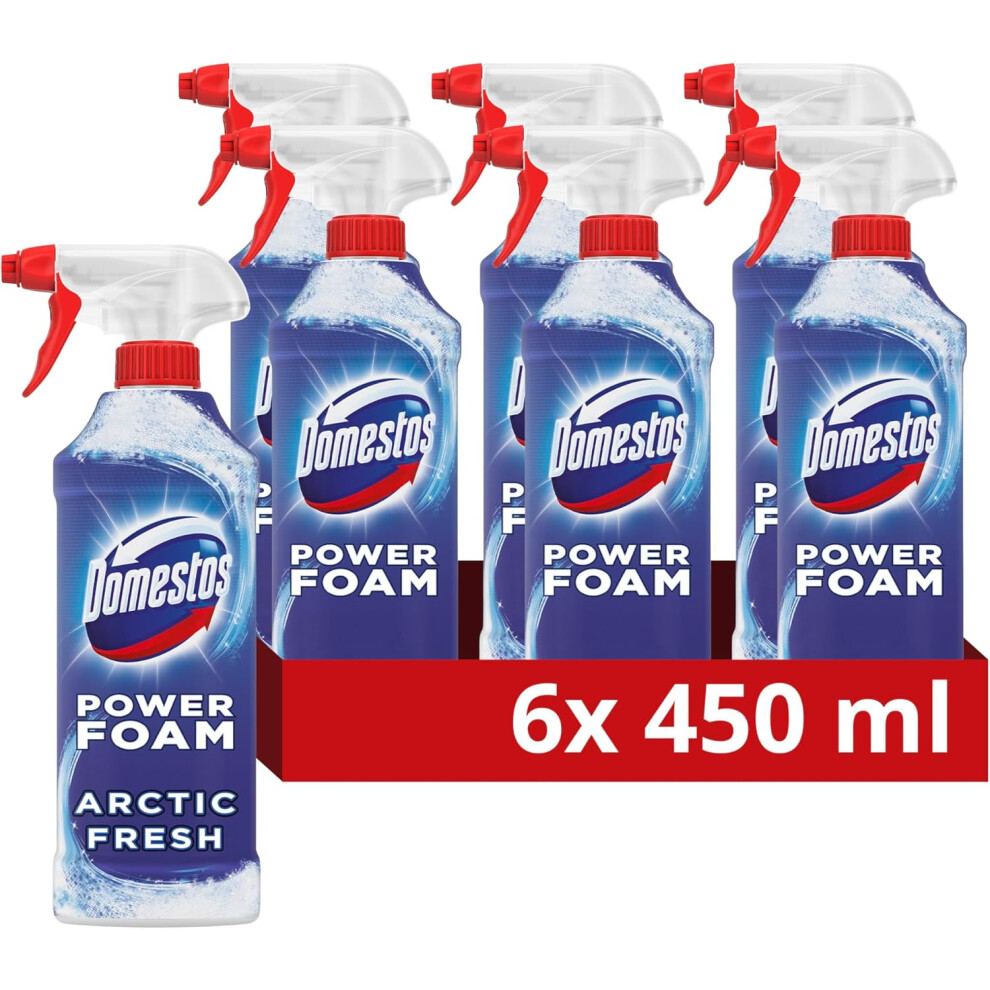 (Domestos Power Foam Arctic Fresh Toilet & Bathroom Cleaner Spray sprays upside down & eliminates 99.99% of germs for cle) Domestos Power Foam Arctic