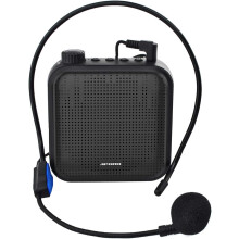 Voice Amplifier 12W Rechargeable PA System (1200mAh) with Wired Microphone for Teachers, Coaches, Tour Guide and More (Black)