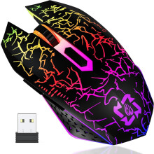 Bluetooth Mouse Wireless Gaming Mouse, 2.4G Cordless RGB Rechargeable PC Game Mouse Computer Mice for Laptop Desktop -Black