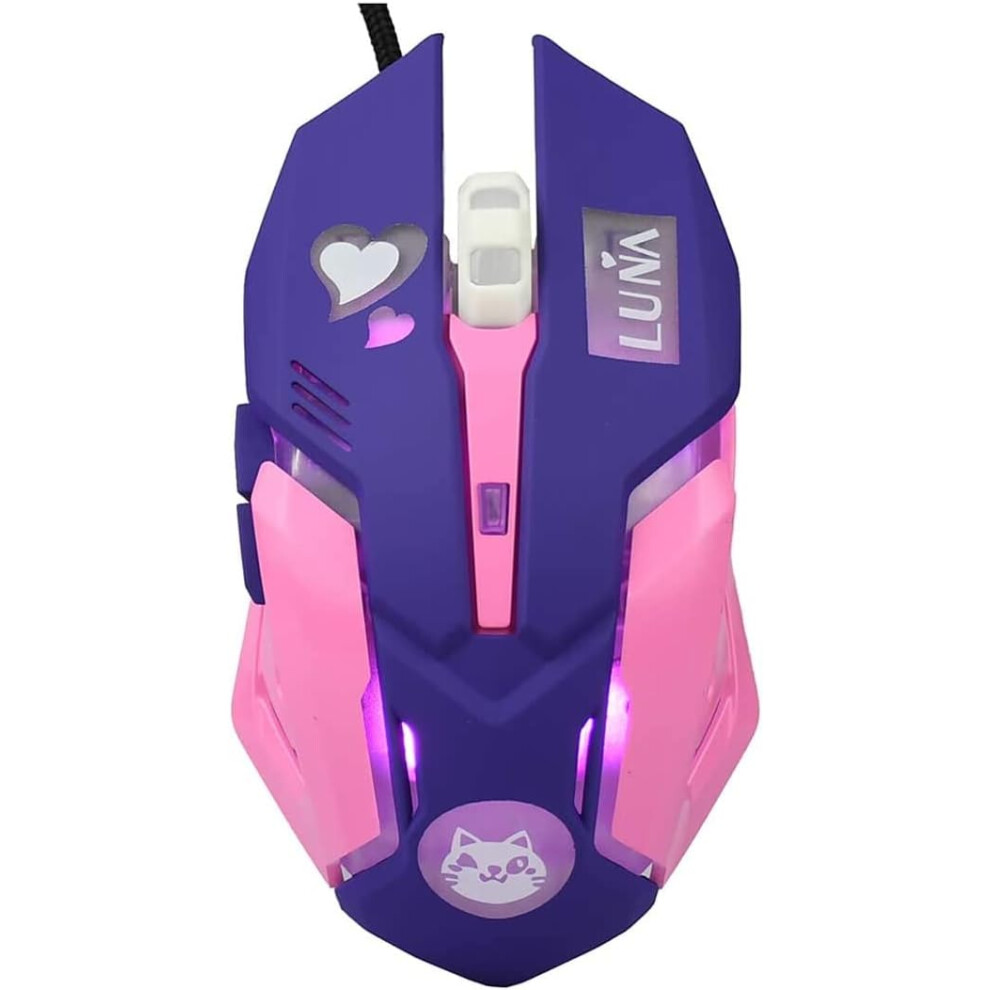 Gaming Mouse, Backlit Optical Game Mice Ergonomic Usb Wired With 2400 Dpi And 6 Buttons 4 Shooting For Computer/Win/Mac/Linux/Andriod/Ios(Purple) Pink/Purple 7386060711067