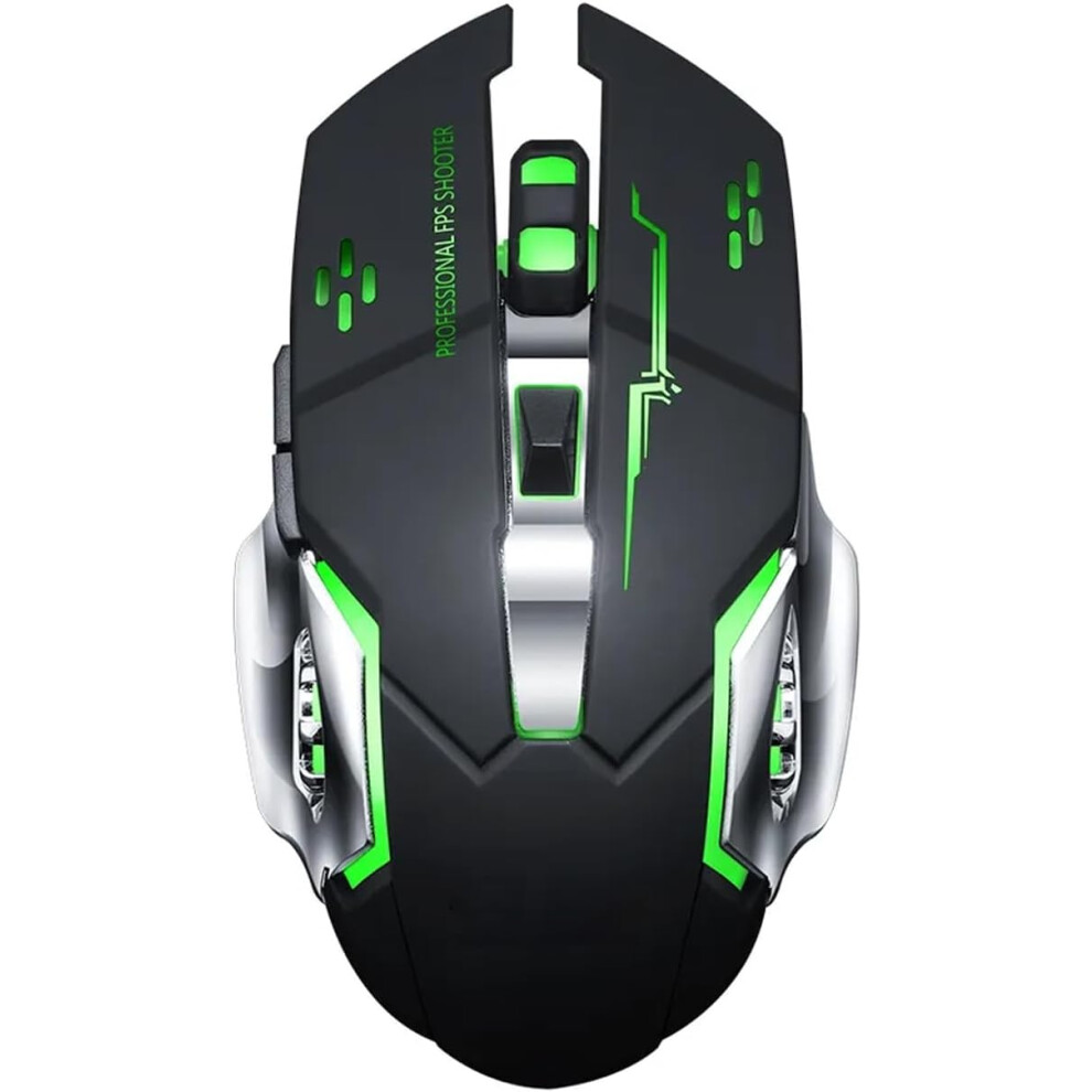 Rechargeable Wireless Bluetooth Gaming Mouse With 7-Color Rainbow Rgb Breathing Backlit And Adjustable Dpi - Ergonomic Grip, Silent Click 7386060711128