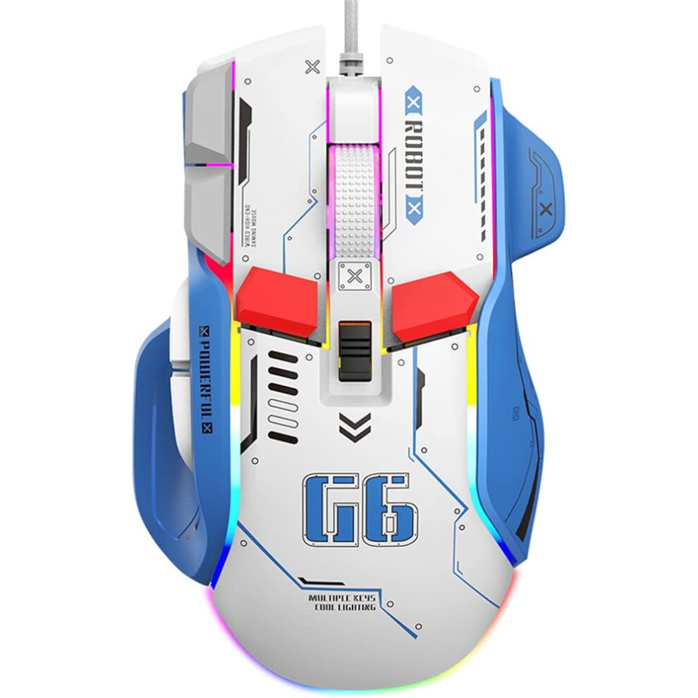 (White) Ergonomic Gaming Mouse - Customizable, Comfortable, And Precision-Driven, Wired Rgb Gamer Mouse With 10 Programmable Buttons White 7386060711500