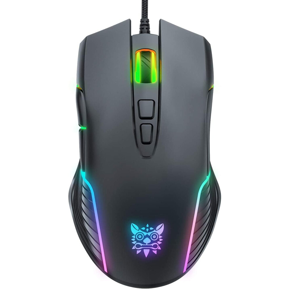 (Black) Rgb Gaming Mouse Wired, Usb Optical Computer Mice With Rgb Backlit, 6 Adjustable Dpi Up To 6400, With 7 Programmable Buttons Black 7386060711395