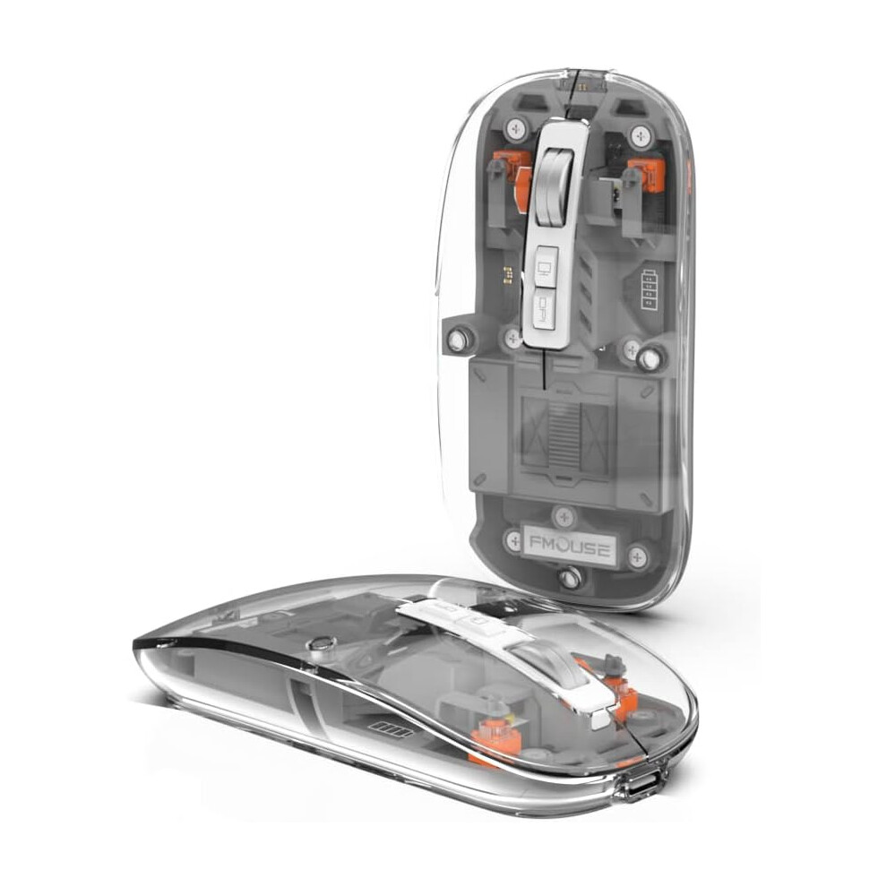 (Gray) Transparent Wireless Mouse Bt5.1/2.4G Bluetooth Mouse Rechargeable Mute Mouse For Mac,Ipad,Macbook,Laptop,Pc Gray 7386060711470