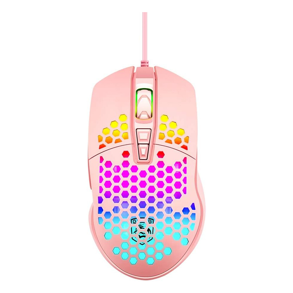 Ultralight Gaming Mouse,Rgb Backlit Mice With 7 Buttons Programmable Driver,Paw3325 6400Dpi Mice,Lightweight Honeycomb Shell Mouse 7386060711432