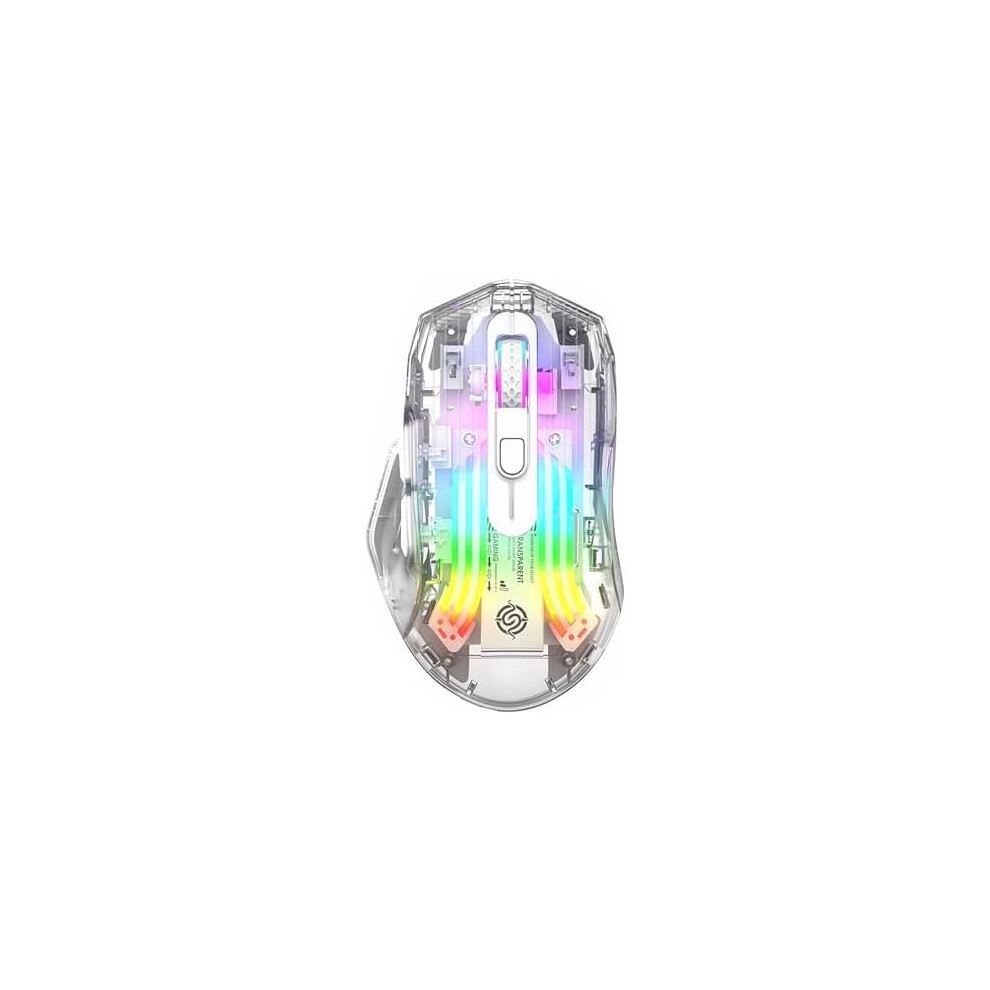 (White) Bluetooth Wireless Mouse,Tri-Mode 2.4G/Usb-C/Bluetooth Mouse Up To 3600 Dpi,Transparent Mechanical Gaming Mouse,Chroma Rgb Backlit White 7386060711463