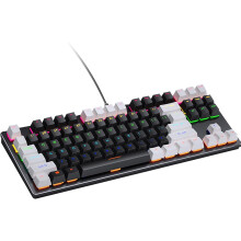 (White&Black) 75% Mechanical Keyboard,87Keys Wired Gaming Keyboard,Compact Keyboard for Business Trips,Office,PC Games, th Linear Red Switch Game Keyboard
