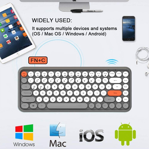 Wireless Bluetooth Keyboard Portable Mini 84-Key Typewriter Keyboard Compatible with Android, Ipad, Perfer for Home and Office Keyboards 2